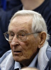 Bill Hogben, a Kansas University basketball player from the 1940 NCAA runner-up team, attended Saturday's game against Colorado at Allen Fieldhouse.